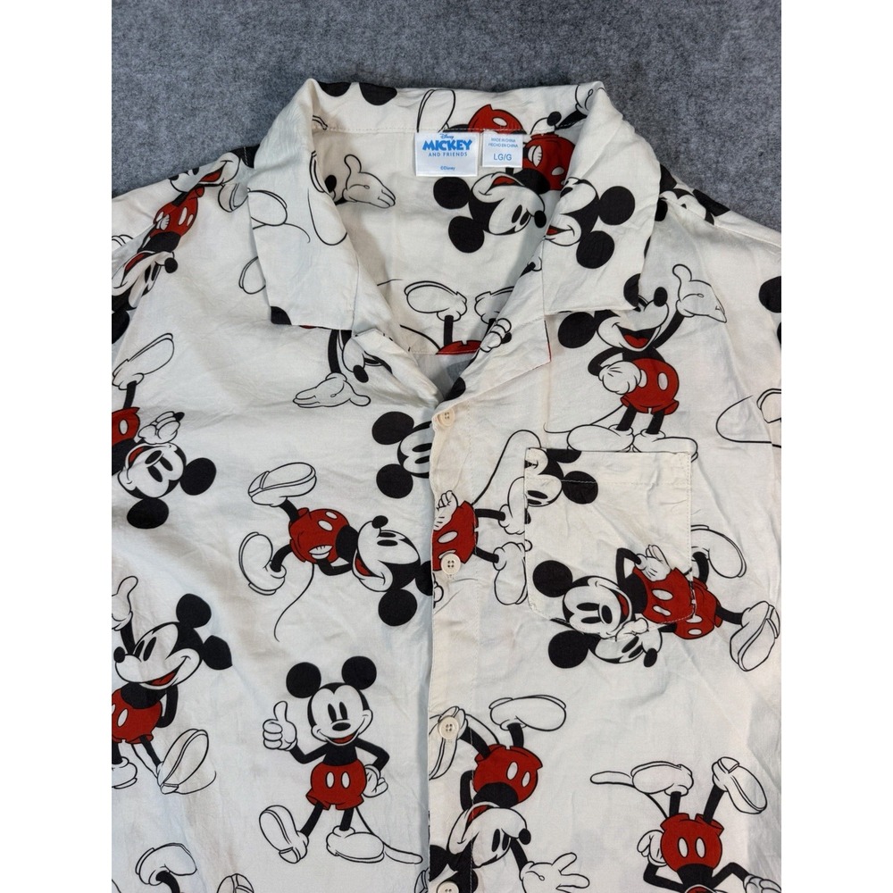 Disney Mickey Mouse Shirt Mens L MAD Engine Rayon All Over Print Button Up - Picture 2 of 9